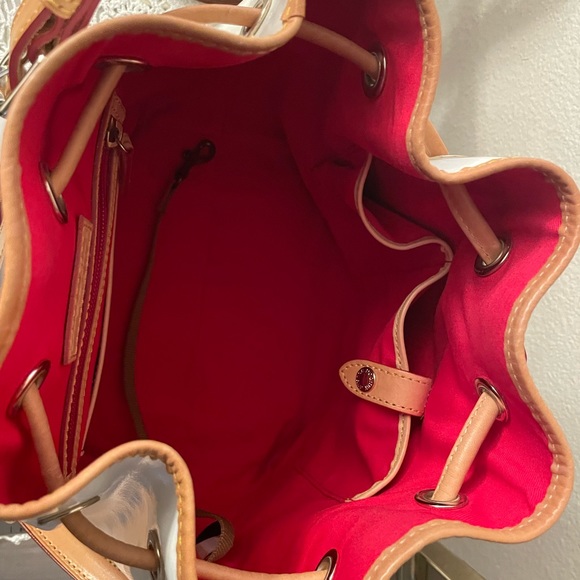 Dooney & Bourke patent leather two tone drawstring bag - Picture 15 of 16